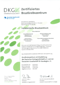 Zertifikat Holsteinisches Brustzentrum Zertifikat Holsteinisches Brustzentrum