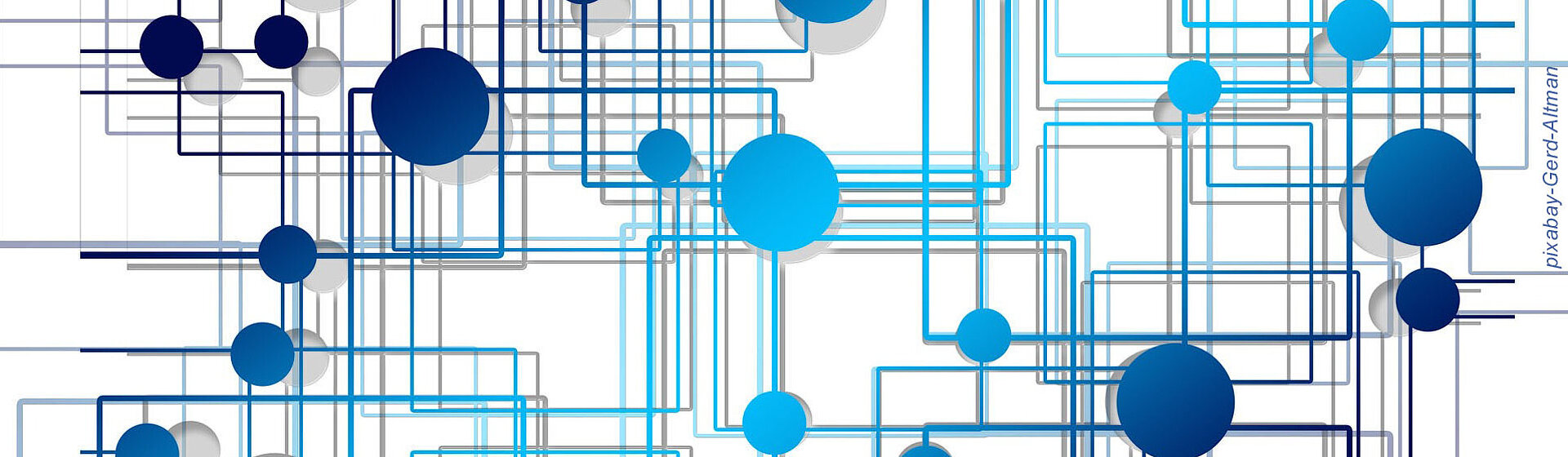 Netzwerk aus blauen Linien und Punkten